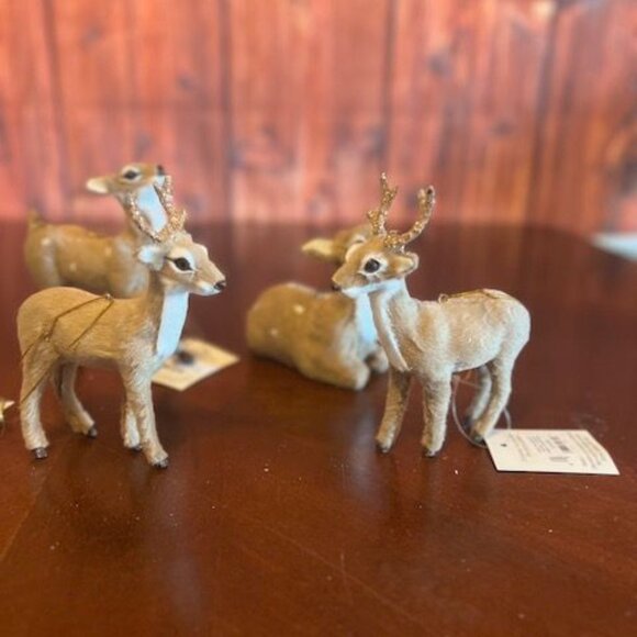 holiday reindeer family Deer ornament Set Of‎ 4 Woodland Animals stag Decor - Picture 7 of 9